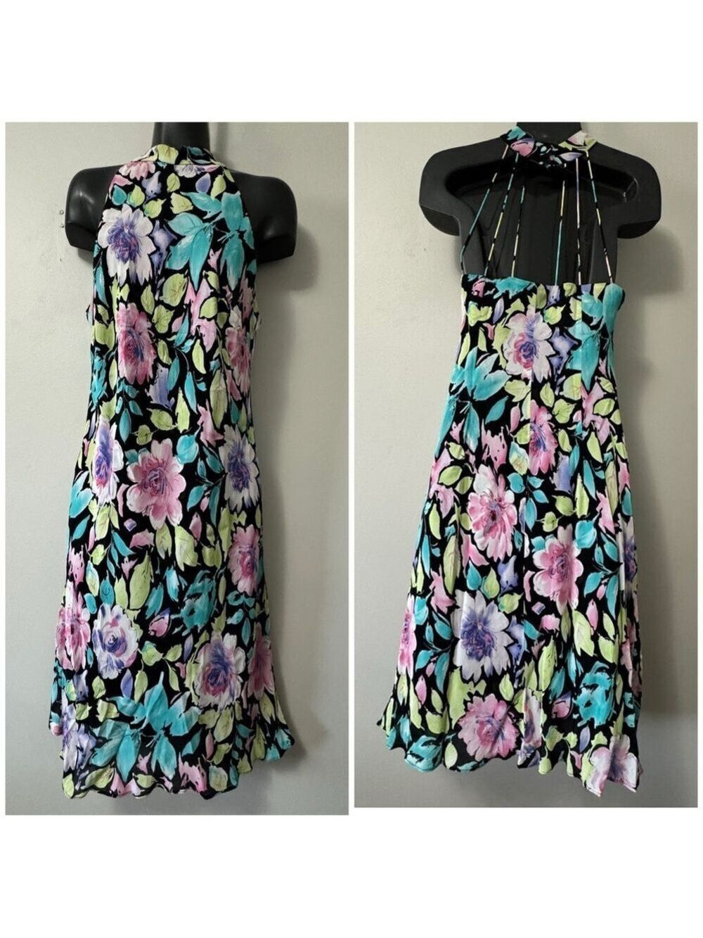 Vintage  Evan Picone Floral Halter Mini Dress size 12